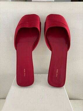 The Row Red Satin Milla Flat Slide